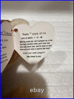 Ty Beanie Baby Nuts The Squirrel Rare! Original tag. PVC Plenty Of Tag Errors