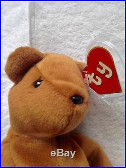 Ty Beanie Baby Old Face Brown Teddy 2nd Gen. Authenticated Rare MWMT