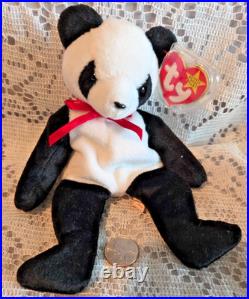 Ty Beanie Baby Original Fortune Panda Bear Retired1997/1998 Tag Errors Rare