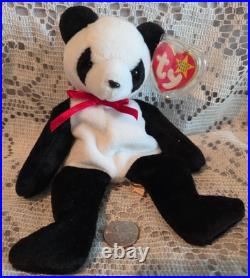 Ty Beanie Baby Original Fortune Panda Bear Retired1997/1998 Tag Errors Rare