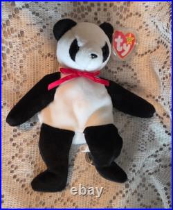Ty Beanie Baby Original Fortune Panda Bear Retired1997/1998 Tag Errors Rare