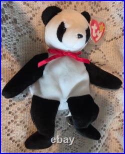Ty Beanie Baby Original Fortune Panda Bear Retired1997/1998 Tag Errors Rare