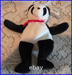 Ty Beanie Baby Original Fortune Panda Bear Retired1997/1998 Tag Errors Rare
