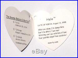 Ty Beanie Baby Original Halo P E Pellets 1998 Error Tush Tag Rare