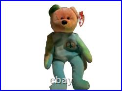 Ty Beanie Baby Original Peace Bear Rare Retired WithMultiple Tag Errors Vtg 1996