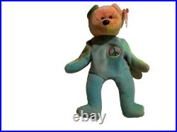 Ty Beanie Baby Original Peace Bear Rare Retired WithMultiple Tag Errors Vtg 1996