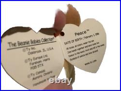 Ty Beanie Baby Original Peace Bear Rare Retired WithMultiple Tag Errors Vtg 1996