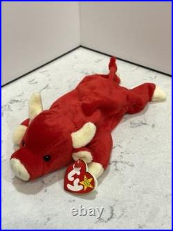 Ty Beanie Baby Original Snort the Bull Plush Toy Great Condition With Tags Rare