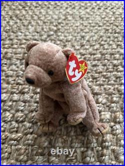 Ty Beanie Baby PECAN THE BEAR with Tag errors 1999 RARE Retired with ERRORS