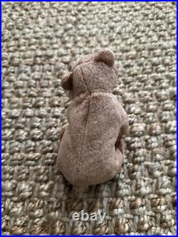 Ty Beanie Baby PECAN THE BEAR with Tag errors 1999 RARE Retired with ERRORS