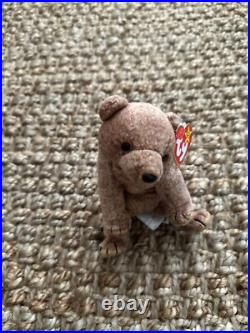 Ty Beanie Baby PECAN THE BEAR with Tag errors 1999 RARE Retired with ERRORS