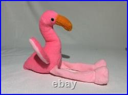 Ty Beanie Baby, PINKY The Flamingo, RARE 1995 Retired withTag Errors & PVC Pellets