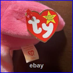 Ty Beanie Baby, PINKY The Flamingo, RARE 1995 Retired withTag Errors & PVC Pellets