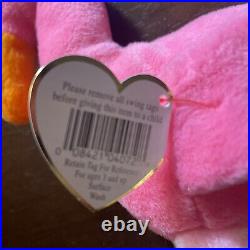 Ty Beanie Baby, PINKY The Flamingo, RARE 1995 Retired withTag Errors & PVC Pellets