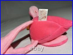 Ty Beanie Baby, PINKY The Flamingo, RARE 1995 Retired withTag Errors & PVC Pellets