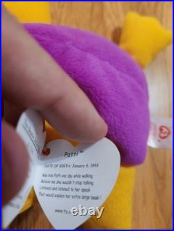 Ty Beanie Baby Patti the Platypus 1993 Retired RARE, PVC Pellets with Errors