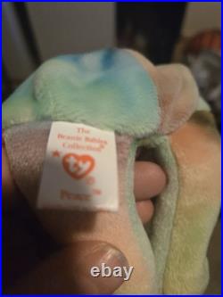 Ty Beanie Baby Peace Bear 1996 Multicolor Extremely Rare. Error on tag