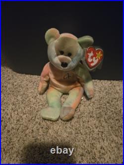 Ty Beanie Baby Peace Bear 1996 Multicolor Extremely Rare. Error on tag