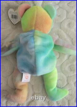 Ty Beanie Baby Peace Bear 1996 Multicolor. Rare. MINT TWO