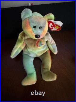 Ty Beanie Baby Peace Bear (1996, Multicolor, Rare & Retired, Original Tag)