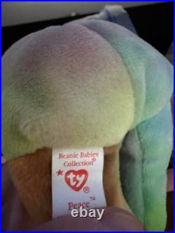 Ty Beanie Baby Peace Bear (1996, Multicolor, Rare & Retired, Original Tag)