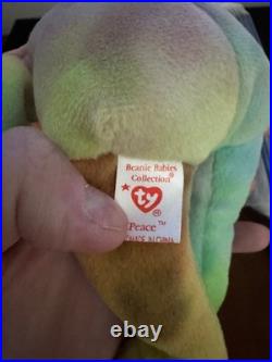 Ty Beanie Baby Peace Bear (1996, Multicolor, Rare & Retired, Original Tag)