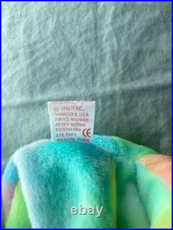 Ty Beanie Baby Peace Bear 1996 RARE Tricolor Face with Primary Color Palette