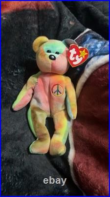 Ty Beanie Baby Peace Bear 1996 Rare and Retired