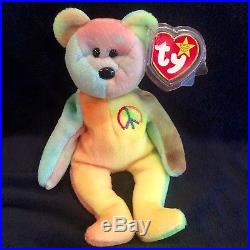Ty Beanie Baby Peace Bear With Tag Errors And Other Defects. Very Rare