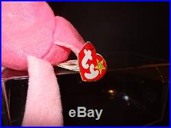 Ty Beanie Baby Pinky The flamingo MINT/RARE/1995/PVC/Double Tush Tag French/Eng