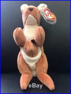Ty Beanie Baby Pouch Kangaroo W Baby New Rare Original Collectable