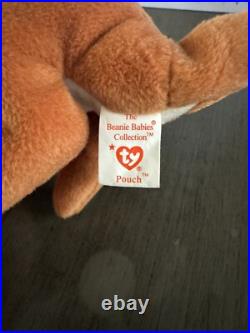 Ty Beanie Baby Pouch the Kangaroo 1996 with Errors (Rare Collectable)