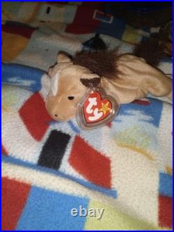 Ty Beanie Baby RARE 3rd /1st Gen DERBY FINE MANE Authenticated by Peggy G