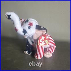 Ty Beanie Baby RIGHTY 2000 Elephant MAJOR TAG ERRORS 7-4-2000 RARE