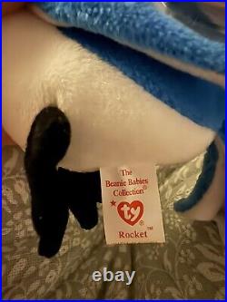 Ty Beanie Baby ROCKET The Blue Jay TAG ERRORS 1997 Retired RARE