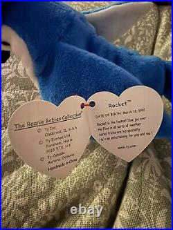 Ty Beanie Baby ROCKET The Blue Jay TAG ERRORS 1997 Retired RARE