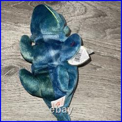 Ty Beanie Baby Rainbow the Chameleon VERY RARE First Run Tag Errors Iggy Fabric