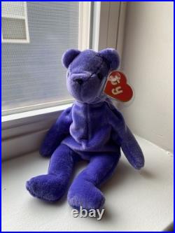 Ty Beanie Baby Rare 1st Gen Violet Old Face OF Teddy TBB Authenticated MWCT