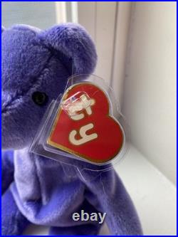 Ty Beanie Baby Rare 1st Gen Violet Old Face OF Teddy TBB Authenticated MWCT