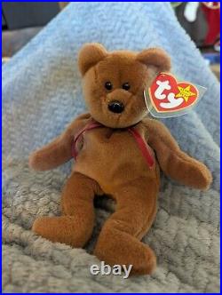 Ty Beanie Baby Rare 2nd 1st Gen Brown New Face NF Teddy TBB Authenticated MWCT