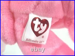 Ty Beanie Baby Rare Billionaire #10 Bear Signed PBBags Authenticated MWMT-MQ
