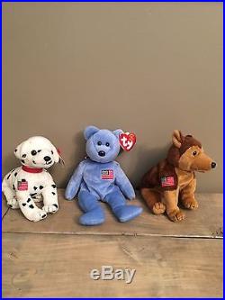Ty Beanie Baby Rare Collection- 9/11/2001 Beanies- Rescue- Courage-America