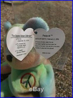 Ty Beanie Baby Rare PEACE BEAR 1996 Mint Condition Original