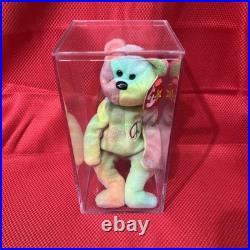 Ty Beanie Baby Rare Peace Bear 1996 Multicolor with display case
