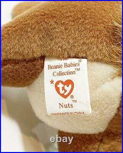 Ty Beanie Baby Retired Rare Original Nuts the Squirrel Tag Errors PVC Pellets