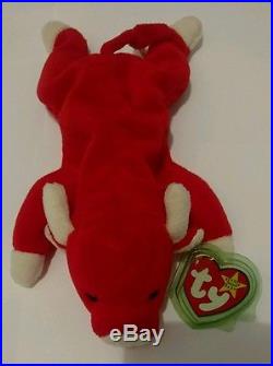 Ty Beanie Baby, SNORT The Bull, Retired and VERY RARE with tag errors