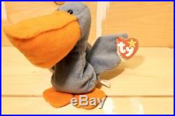 Ty Beanie Baby Scoop The Pelican, Retired, 1996 RARE Style 4107