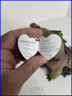 Ty Beanie Baby Scorch Dragon with Rare Errors on Hang Tag and Tush Tag 1998