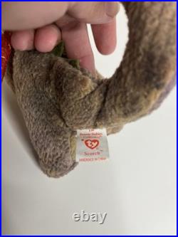 Ty Beanie Baby Scorch Dragon with Rare Errors on Hang Tag and Tush Tag 1998