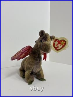 Ty Beanie Baby Scorch Dragon with Rare Errors on Hang Tag and Tush Tag 1998